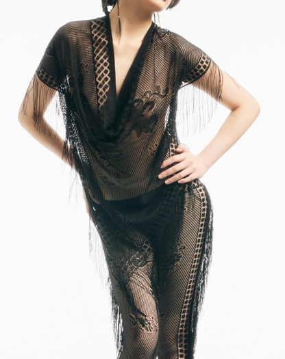 Lace Fringe Shawl Top