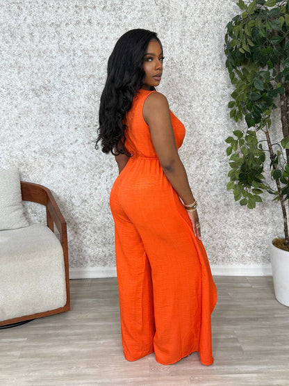 Linen Orange Jumpsuit