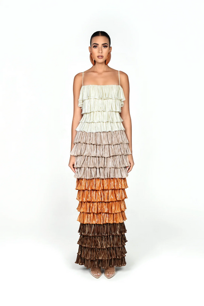 Pleated Layered Halter Dress