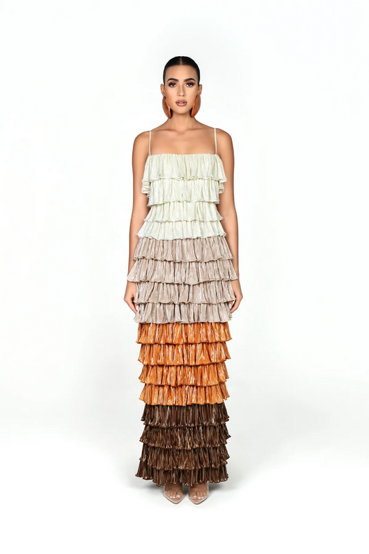 Pleated Layered Halter Dress