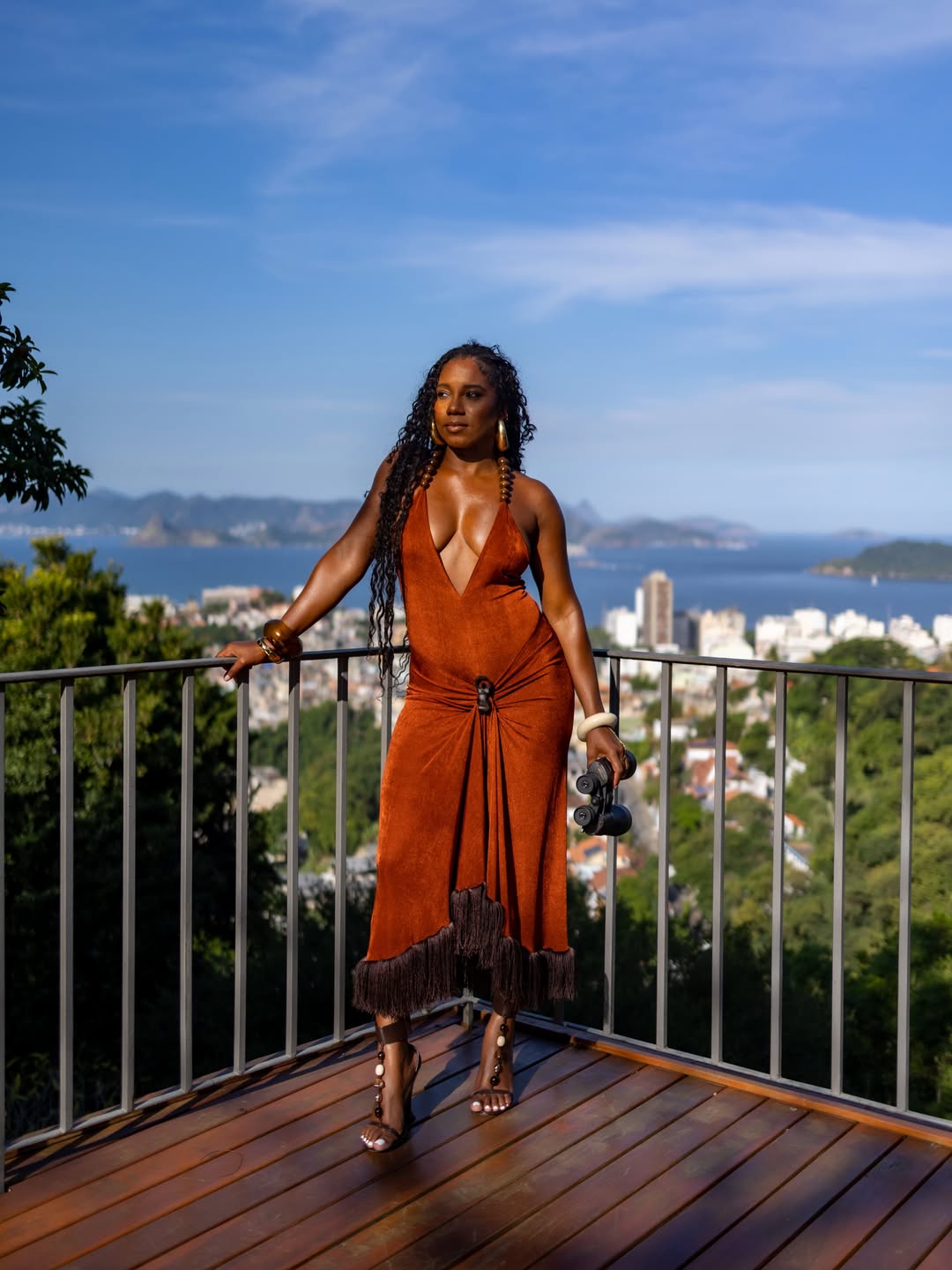 Figurine Fringe Halter Dress