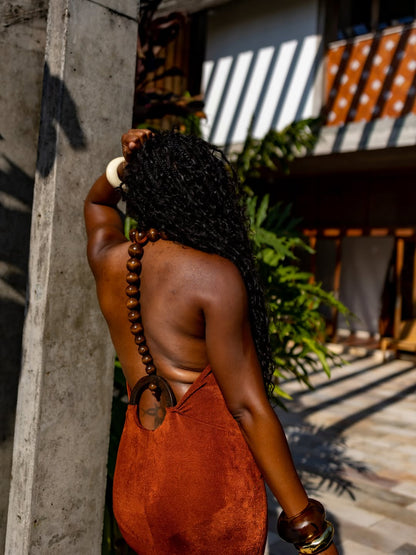 Figurine Fringe Halter Dress