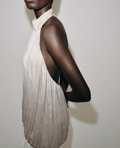 COLLECTION PLEATED HALTER TOP
