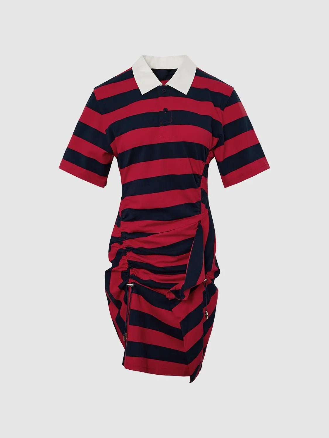 Striped Cotton With Irregular Hem Midi Dress