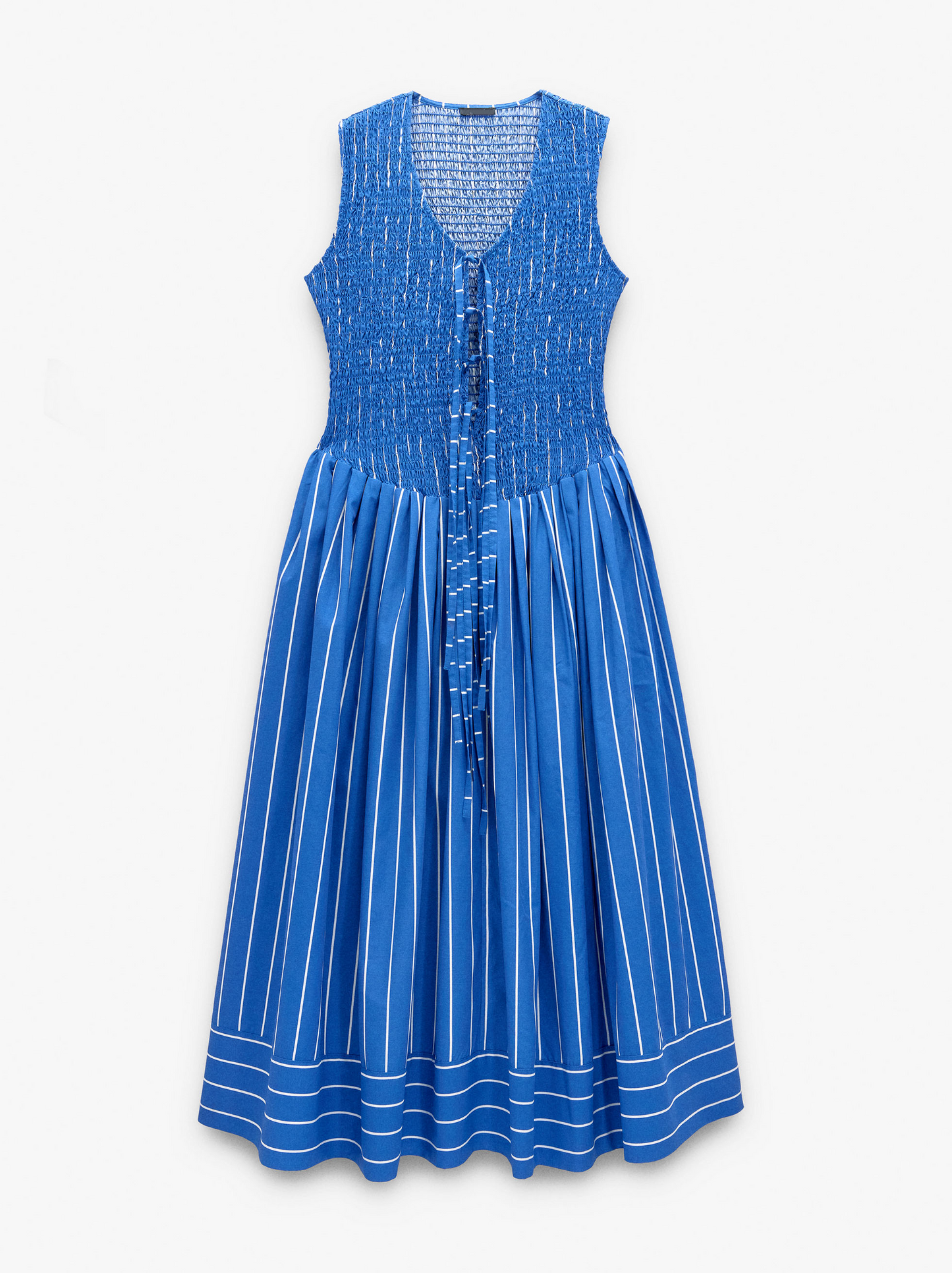 Striped pleated maxi dress
