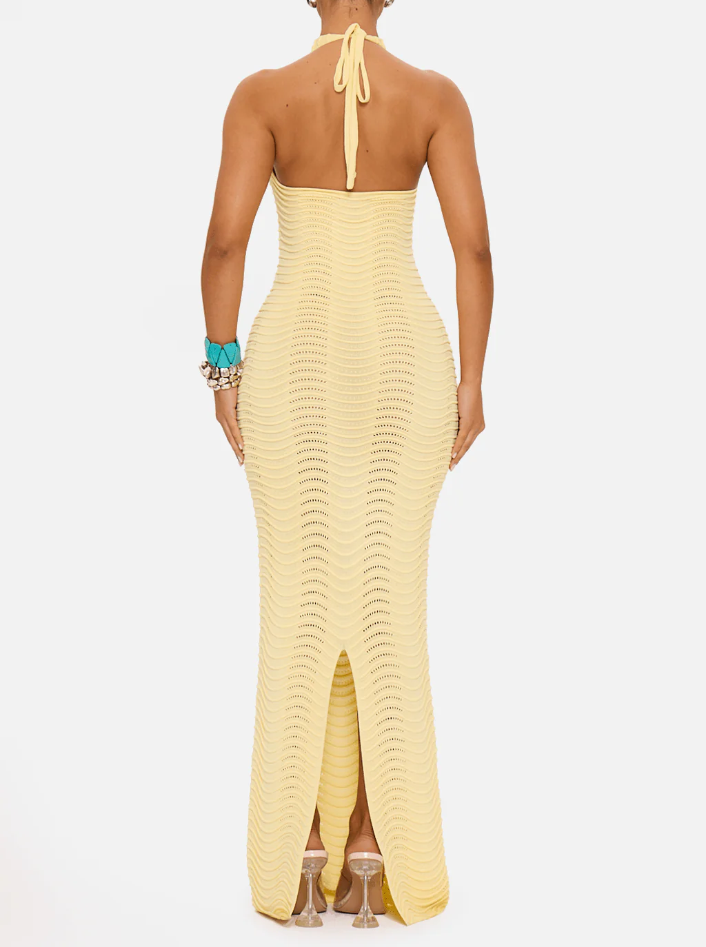 KNITTED HALTERNECK MAXI DRESS