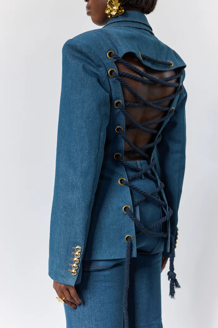 Denim Tailored Blazer+Flared jeans