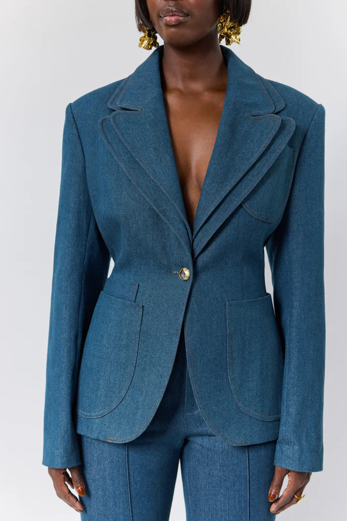Denim Tailored Blazer+Flared jeans