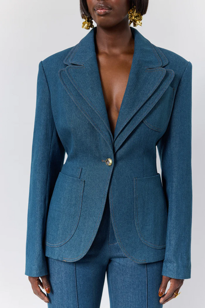 Denim Tailored Blazer+Flared jeans