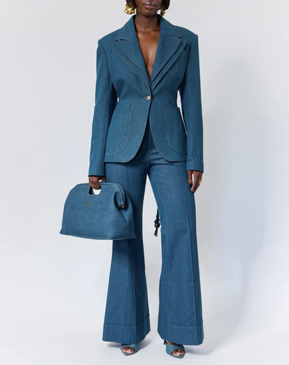 Denim Tailored Blazer+Flared jeans