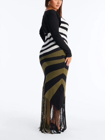 Knit Fringe Maxi Dress