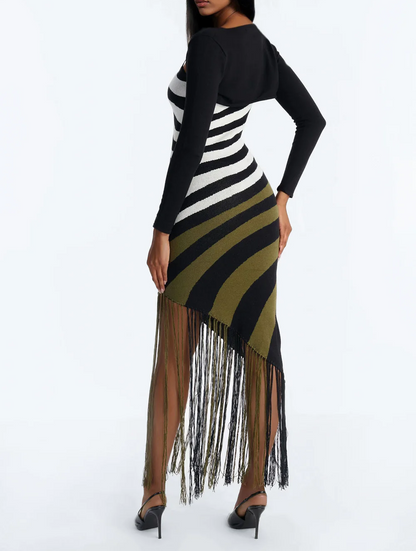 Knit Fringe Maxi Dress