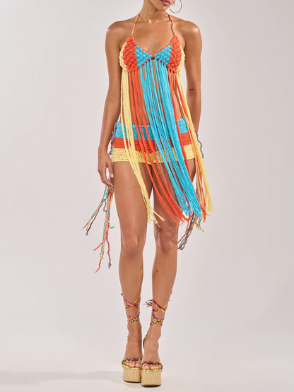 BEACHIN CROCHET BRALETTE SET IN ORANGE