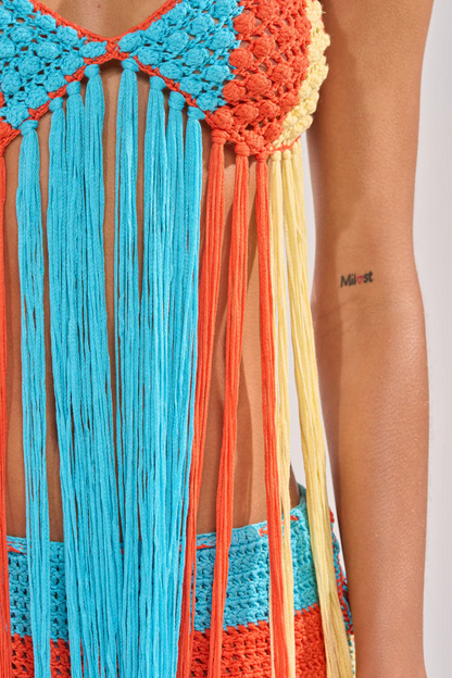 BEACHIN CROCHET BRALETTE SET IN ORANGE
