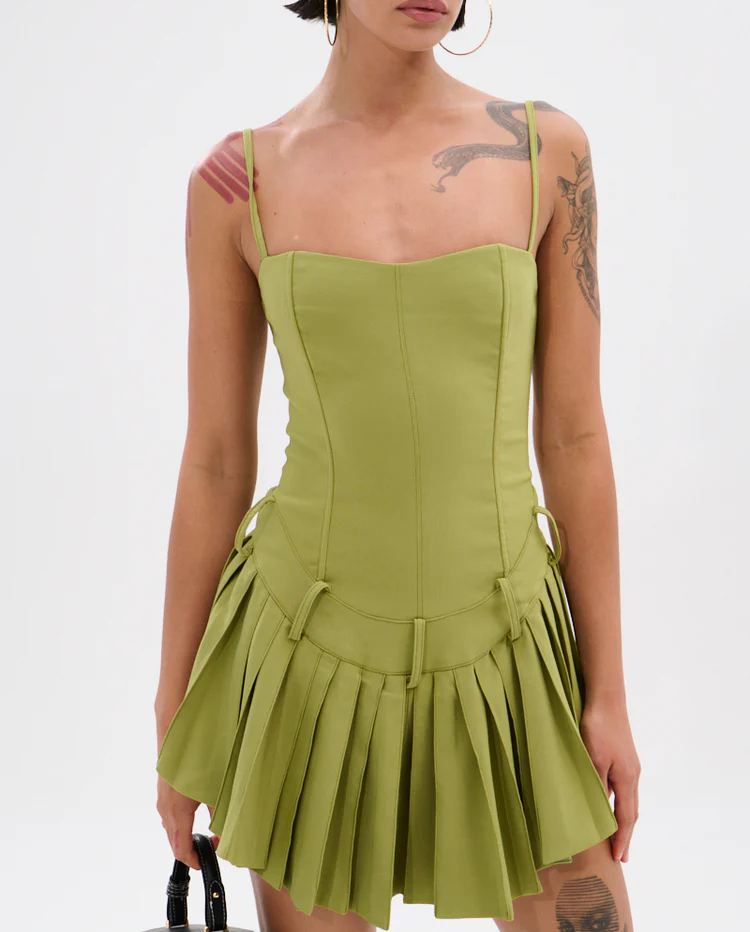 DANCING THROUGH LIFE MINI DRESS IN OLIVE