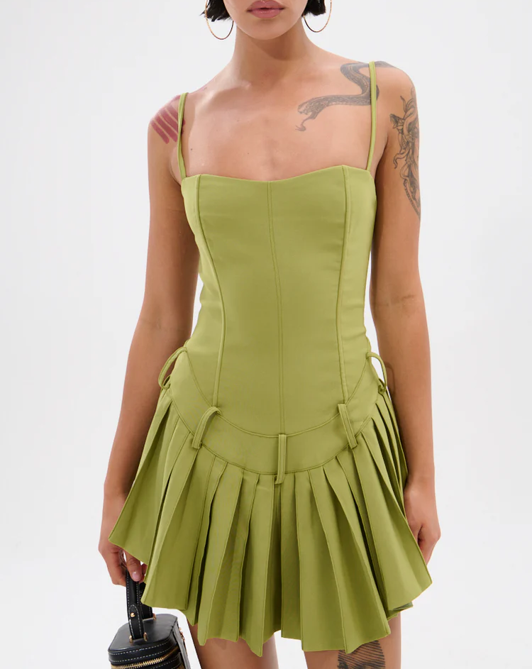 DANCING THROUGH LIFE MINI DRESS IN OLIVE