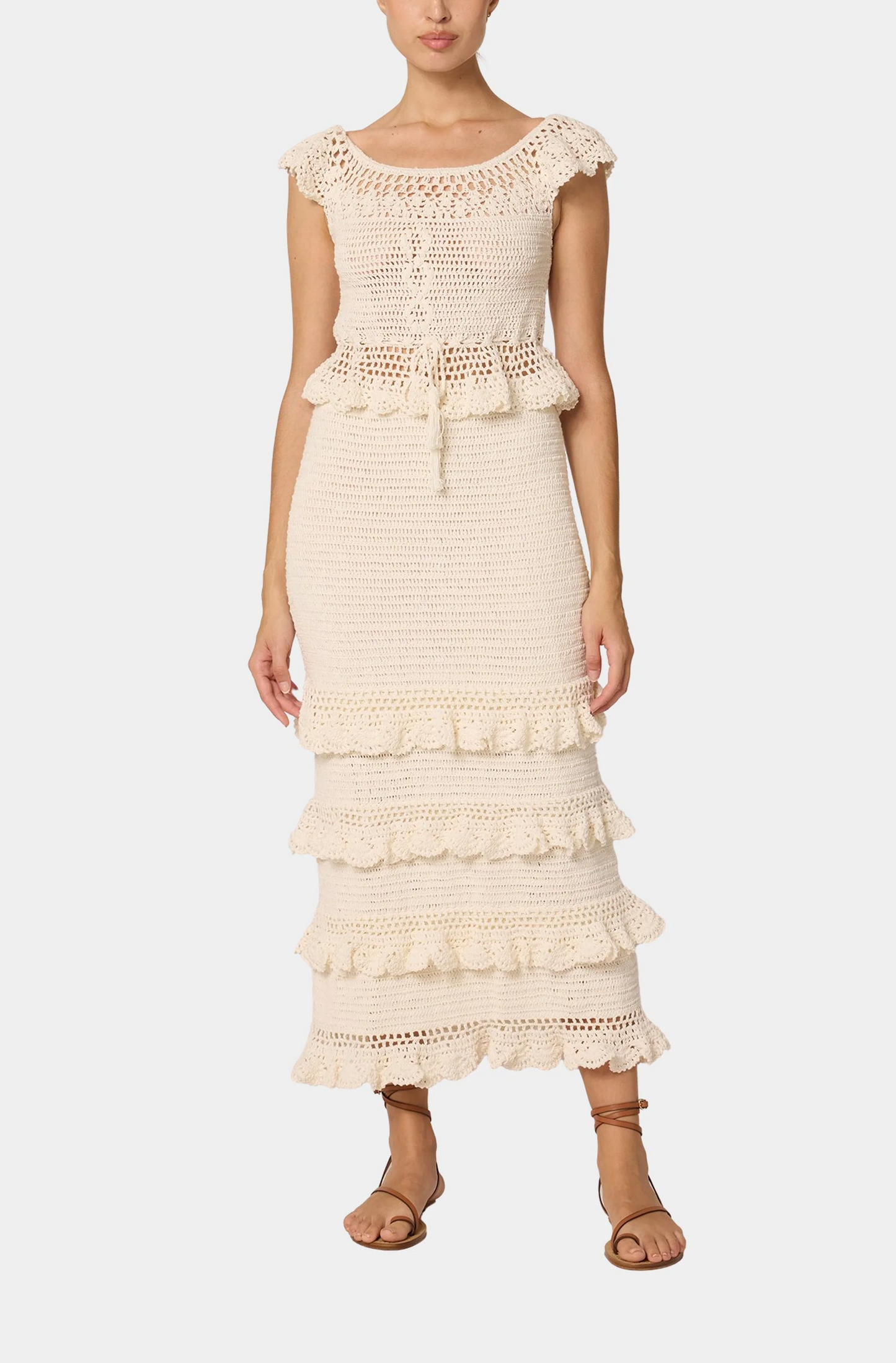 Beige Knit Dress Set