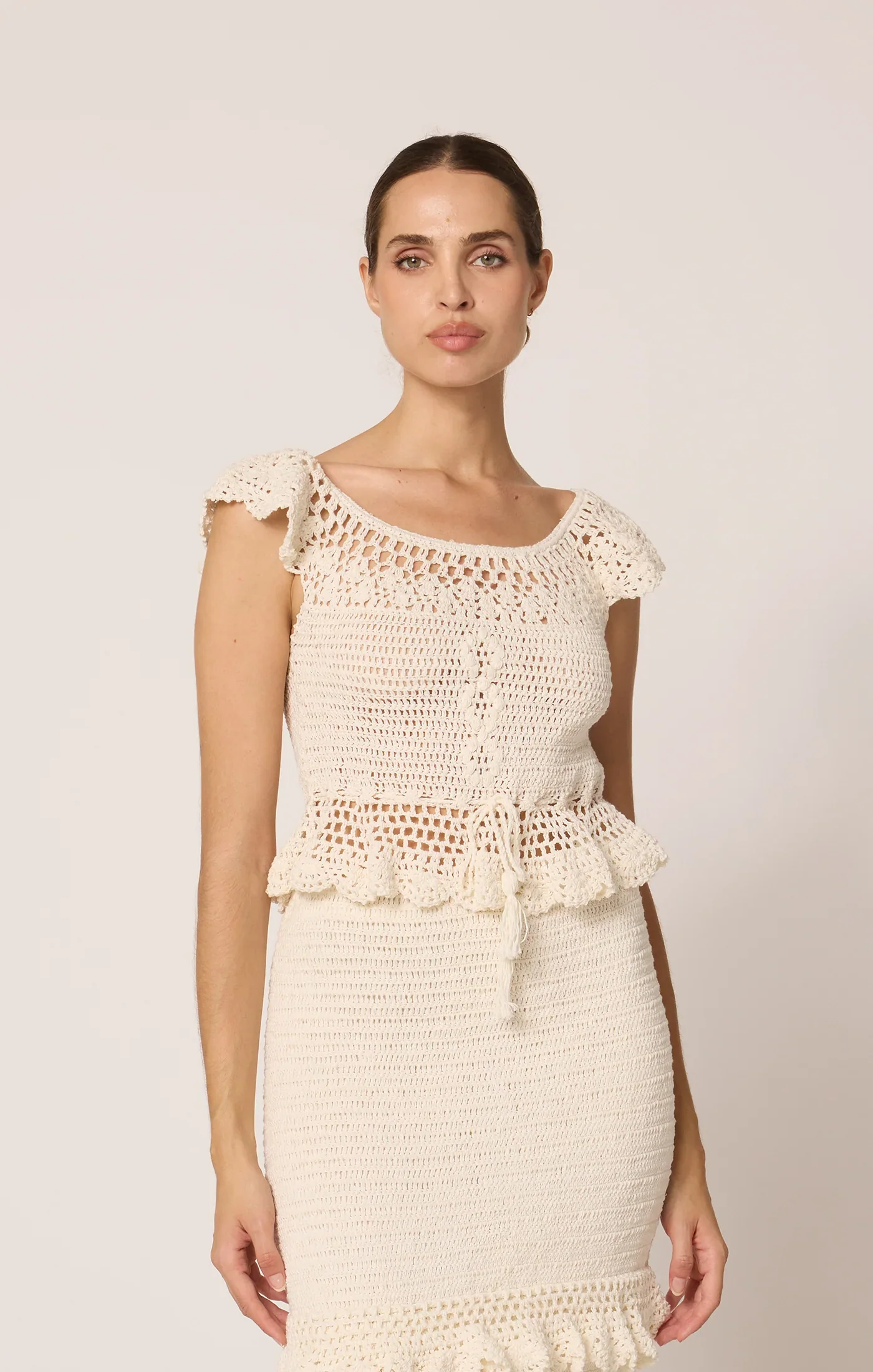 Beige Knit Dress Set