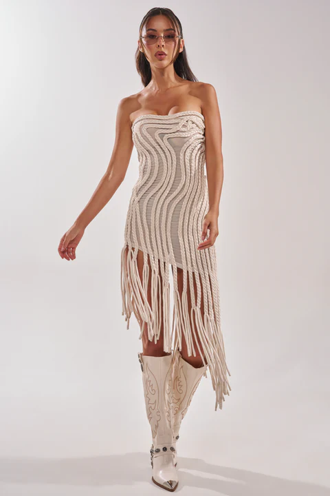 PLACE BRAIDED MIDI DRESS
