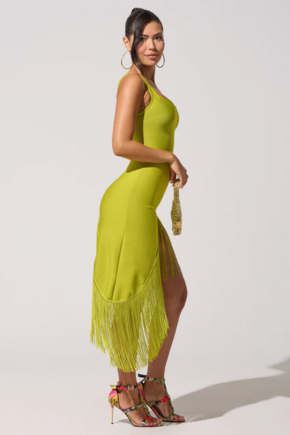 ON THE DANCEFLOOR FRINGE MIDI DRESS