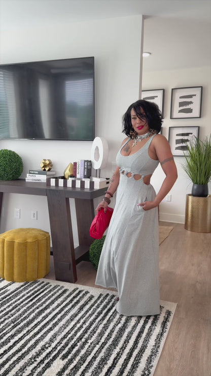 Cut out waist jersey maxi dress