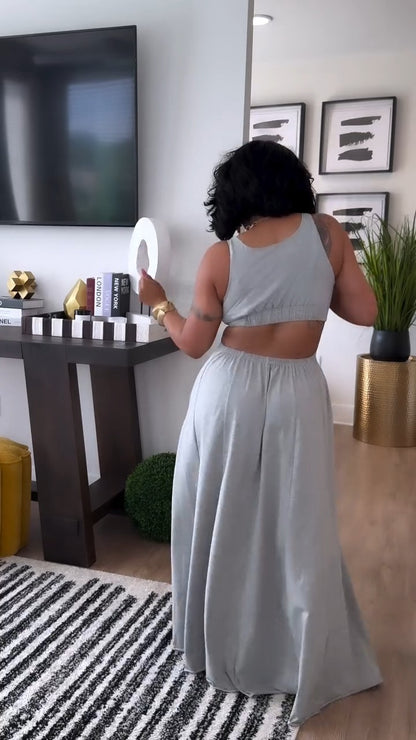 Cut out waist jersey maxi dress
