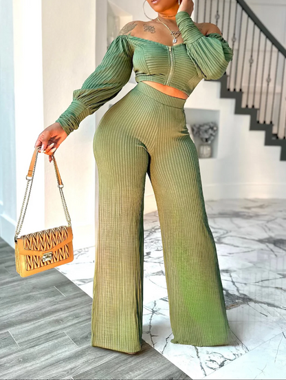 Green Striped Giovanni Pant Set