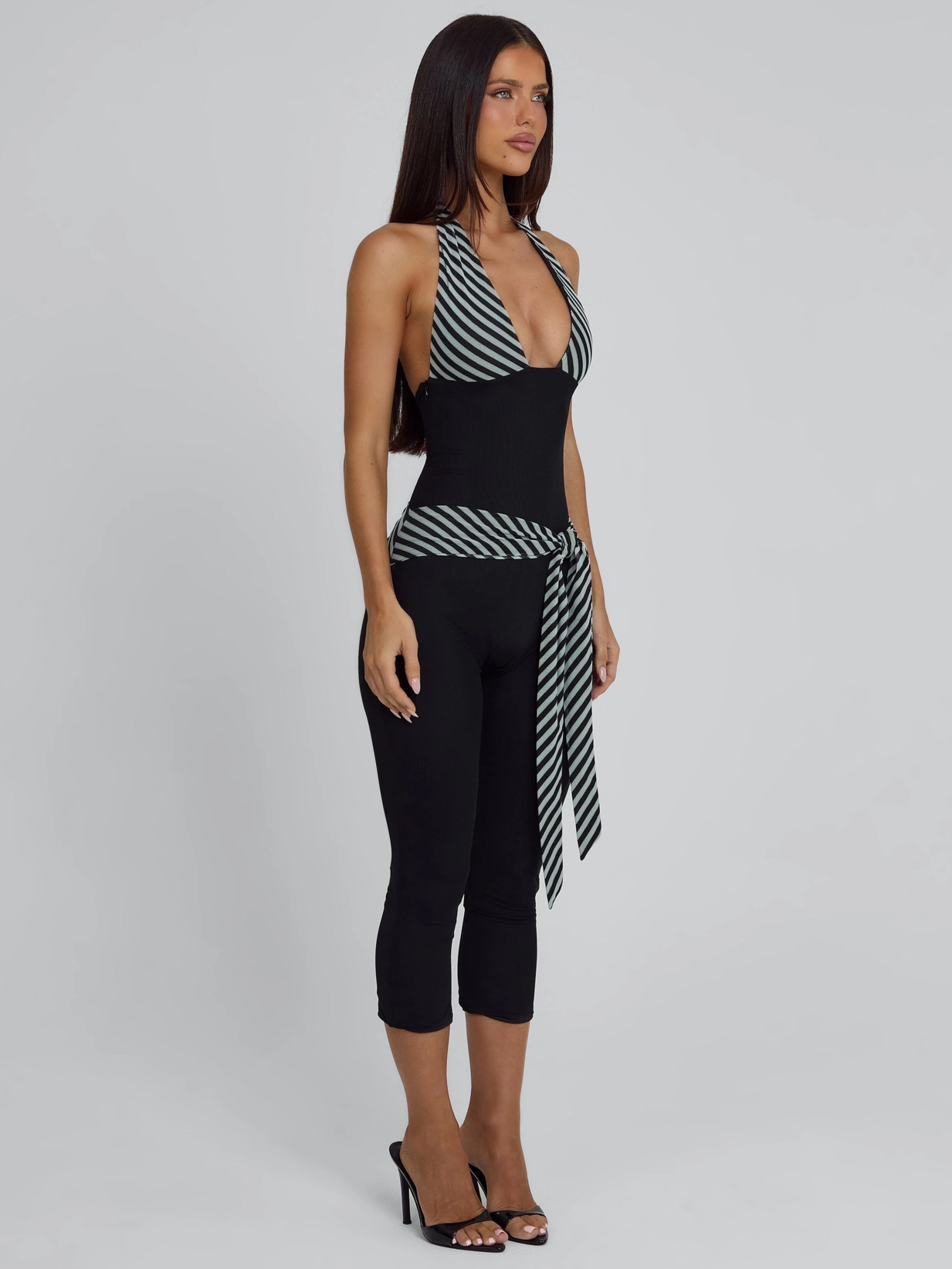 Black striped jumpsuit