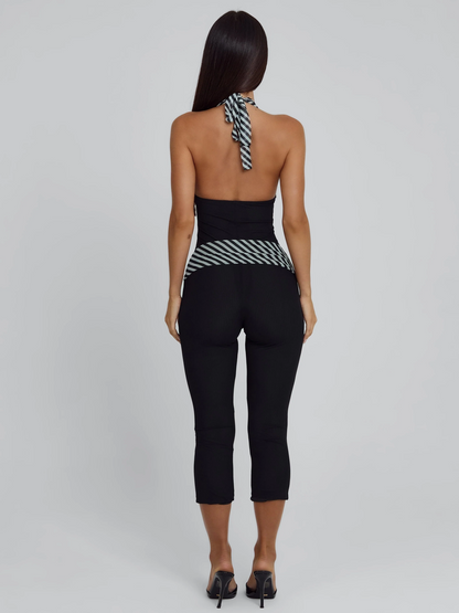 Black striped jumpsuit