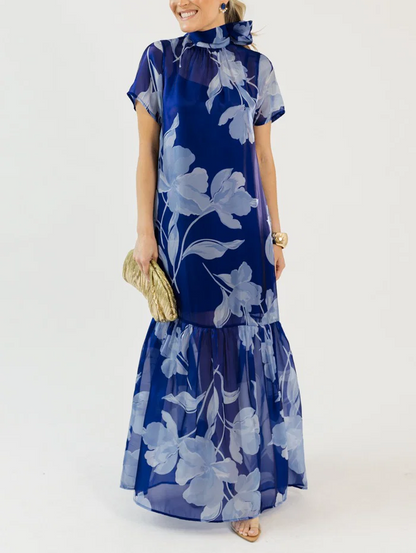 Organza Mockneck Maxi Dress