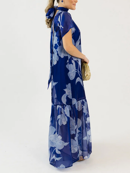 Organza Mockneck Maxi Dress