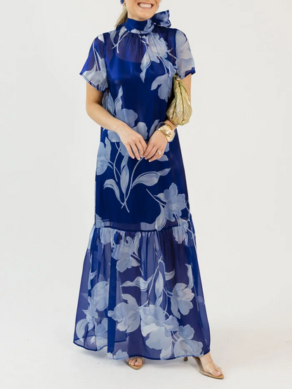 Organza Mockneck Maxi Dress