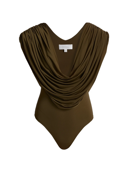 Pleated top + Straight mid-rise pants