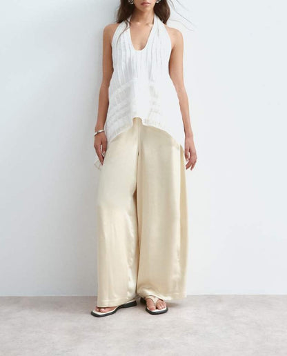 Scoop neck organza halter trapeze top