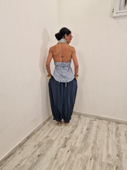 Asymmetrical Shirt + Button-Front Pleated Pants