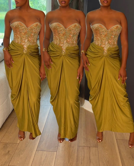 Corset Bustier Top+ Fishtail Skirt