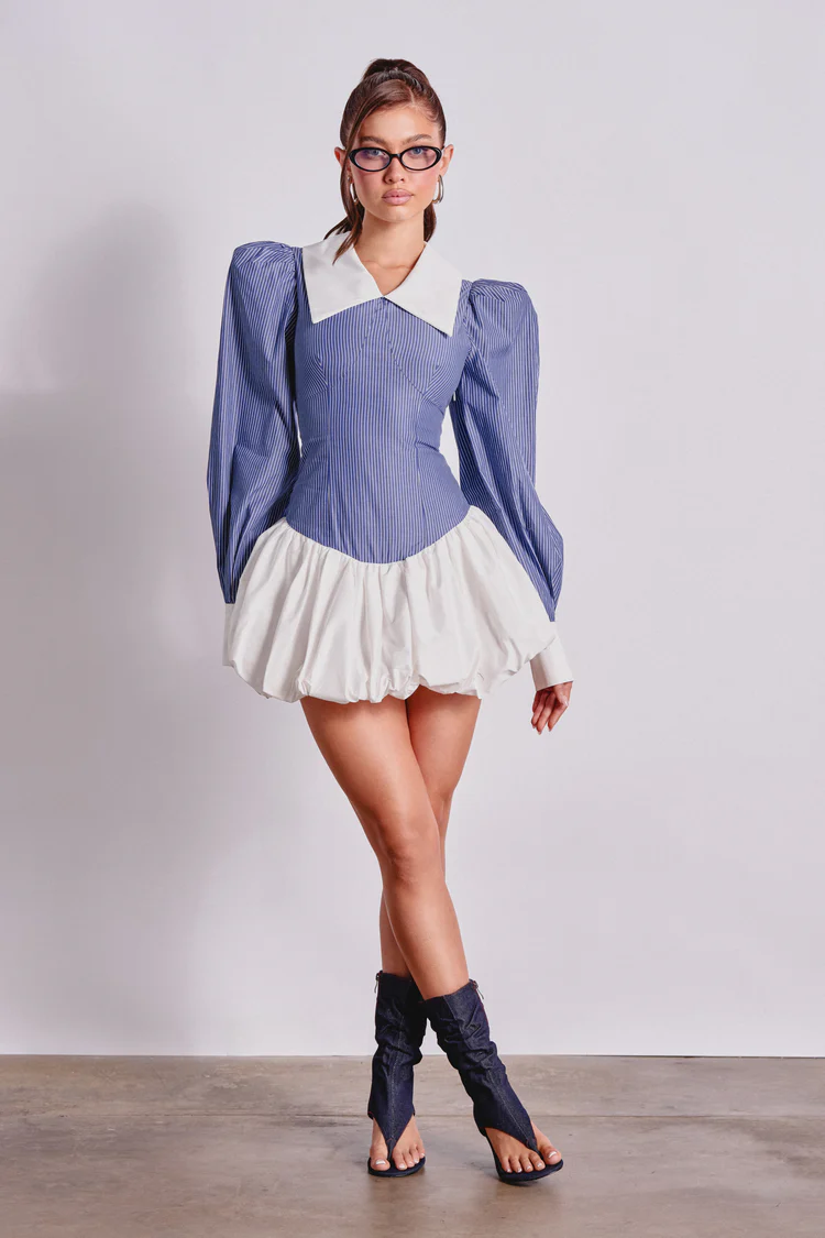 LONG SLEEVE STRIPE MINI DRESS