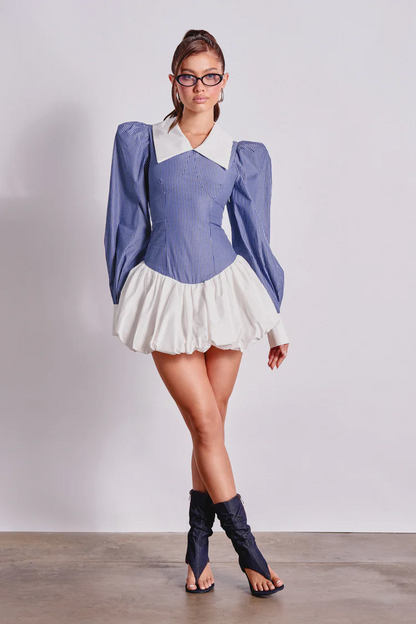 LONG SLEEVE STRIPE MINI DRESS