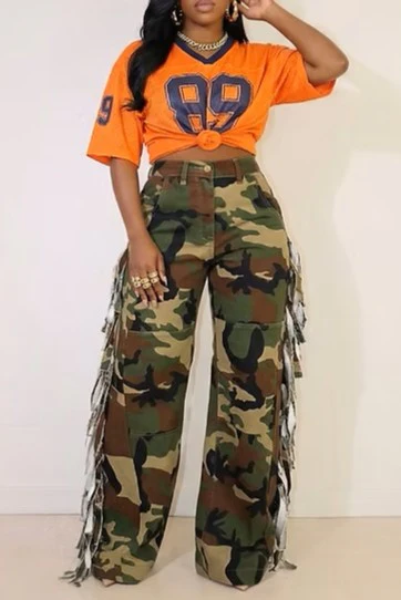 Roxy Camo Side-Fringe Pants