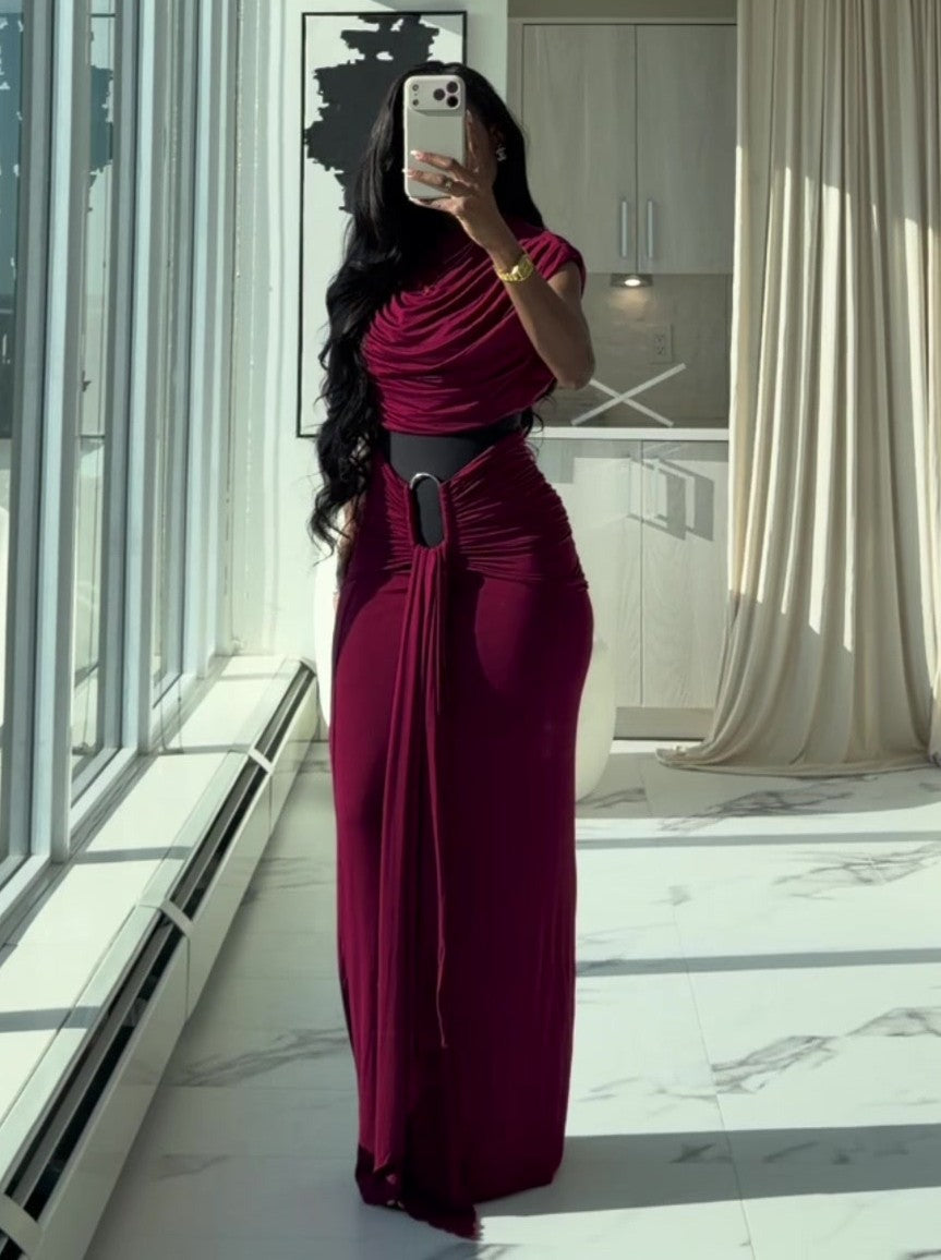 Smooth Draped Wired Maxi Dress