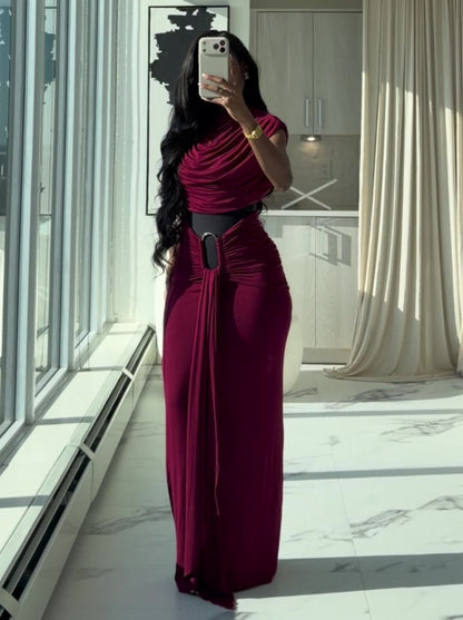 Smooth Draped Wired Maxi Dress