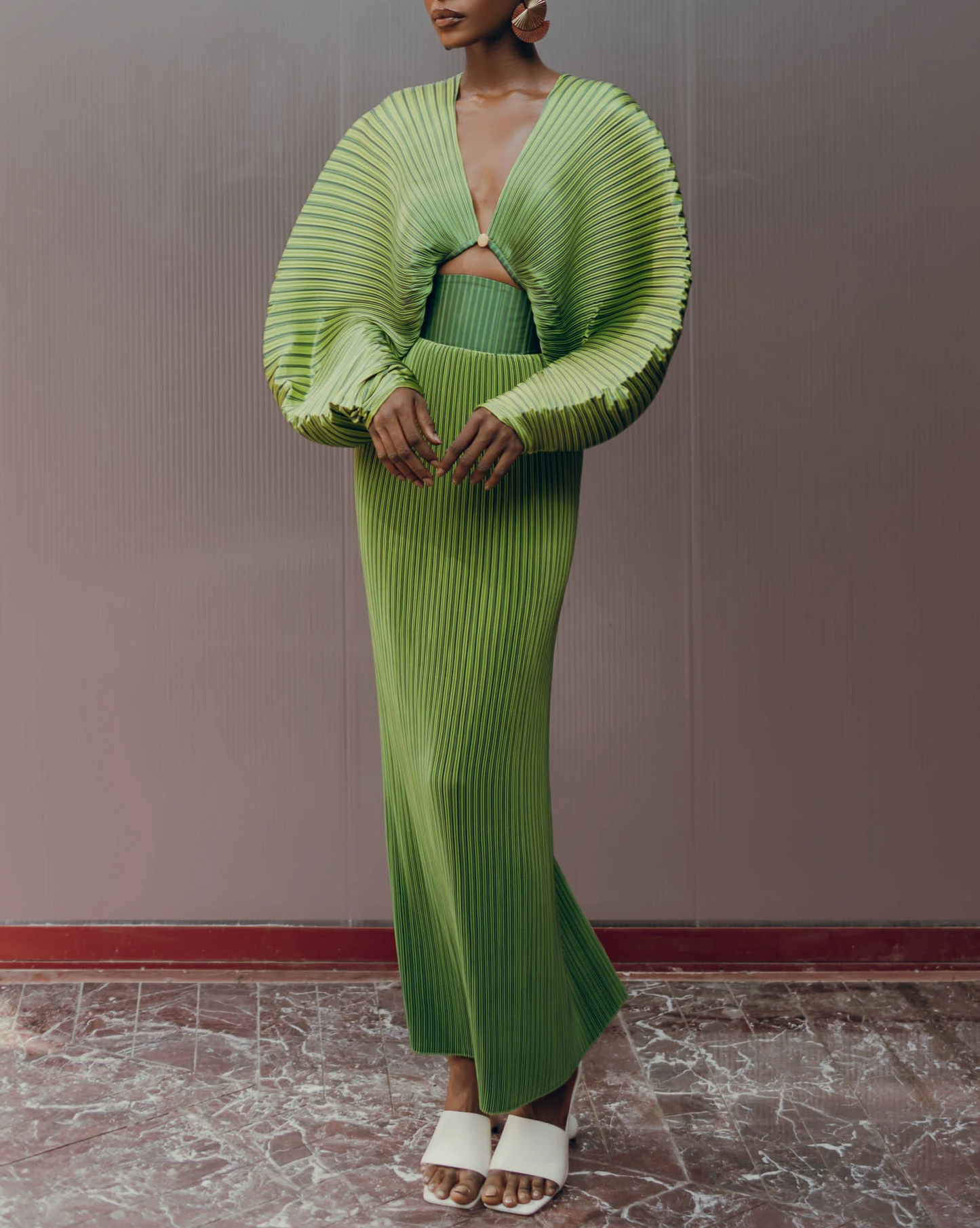 Asymmetrical Pleated Skirt Set