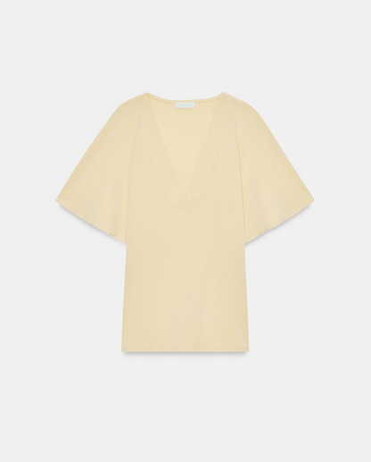 V-NECK TOP+ASYMMETRIC FLOWING SKIRT