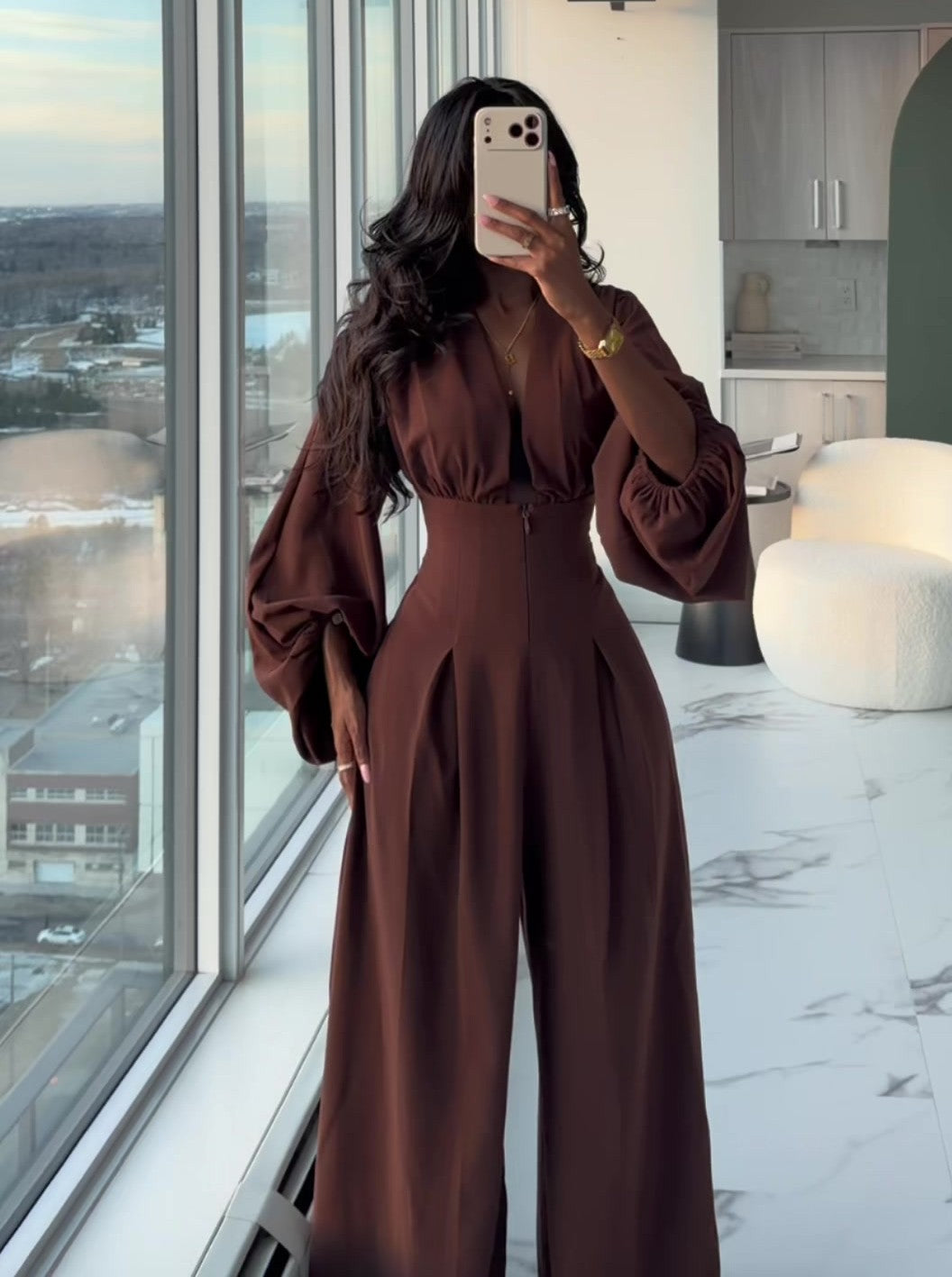 Bubble Sleeve Jumpsuit