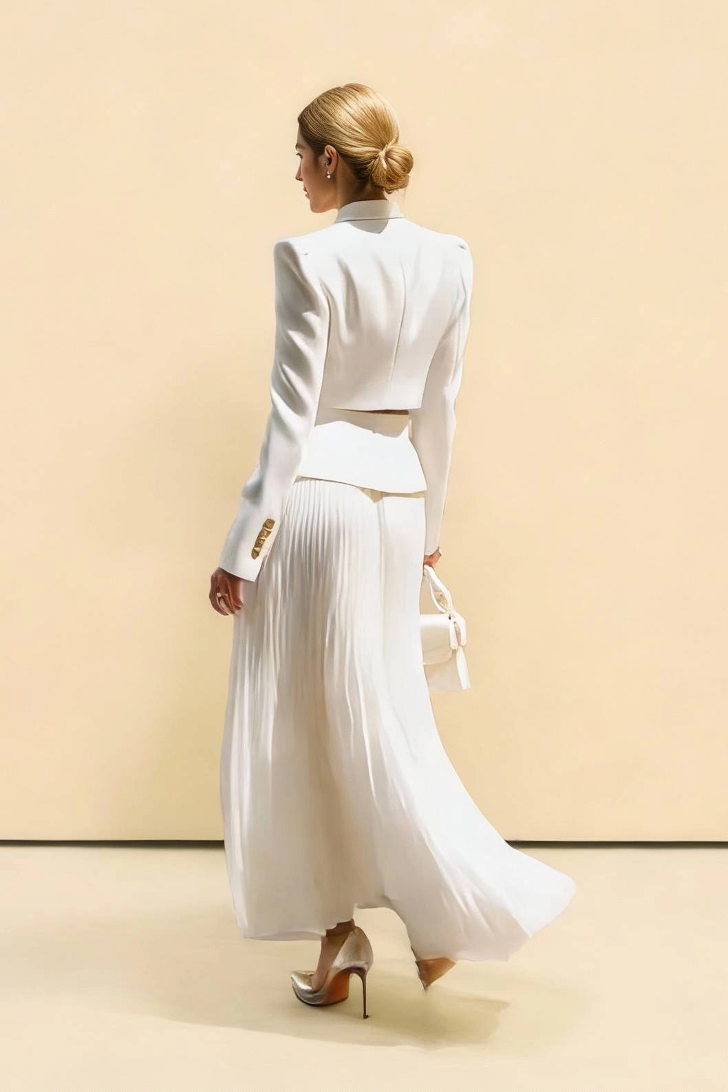 Short Blazer Top + Pleated Skirt Set