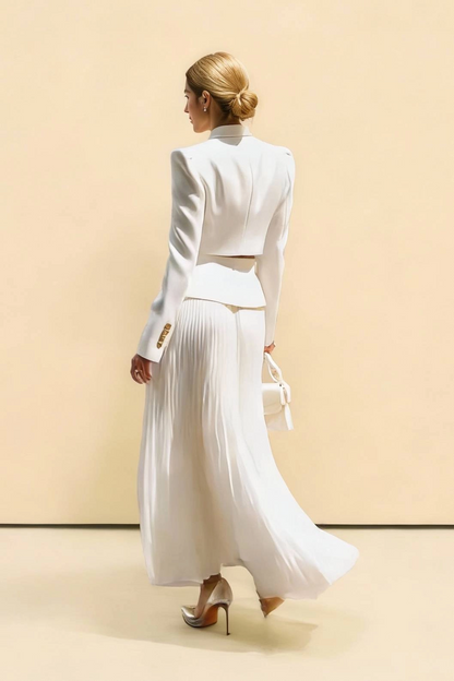 Short Blazer Top + Pleated Skirt Set
