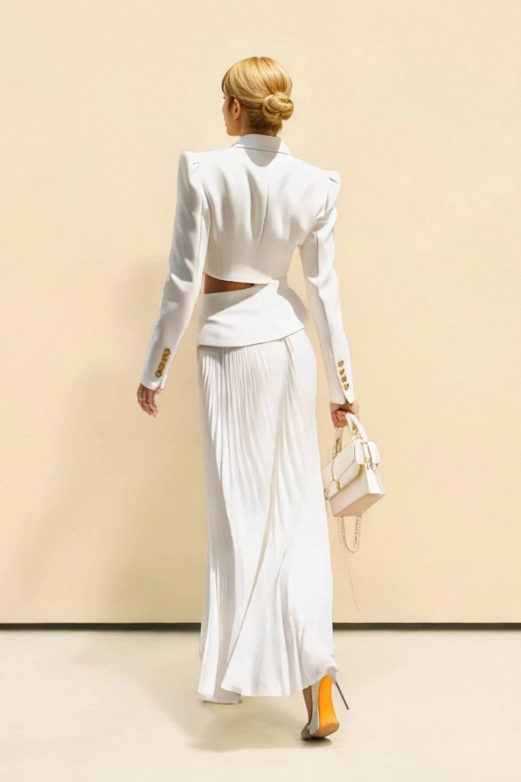 Short Blazer Top + Pleated Skirt Set