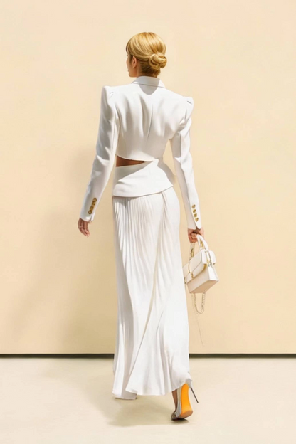 Short Blazer Top + Pleated Skirt Set