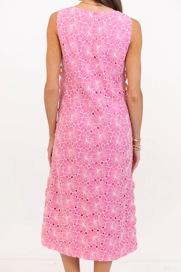 Pink Embroidered Shift Dress