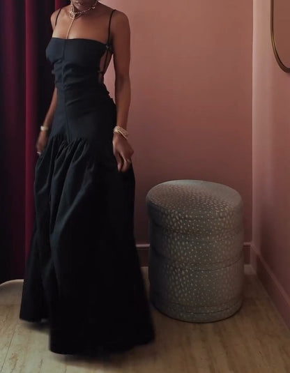 Open Back Cami Bubble Maxi Dress